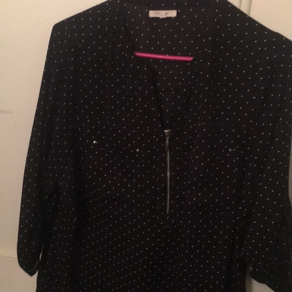 Black and white polka dot blouse